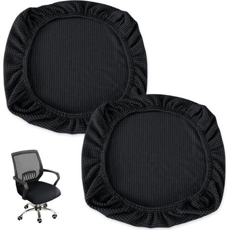 2 Pièces Housse Tabouret Rond,Housse de Chaise Extensible,Housse de Coussin de Chaise de Salle à Manger,Housse de Tabouret Pivotant de Bar,Protege Siege Bureau,Housse Assise Chaise Lavable (1/4)