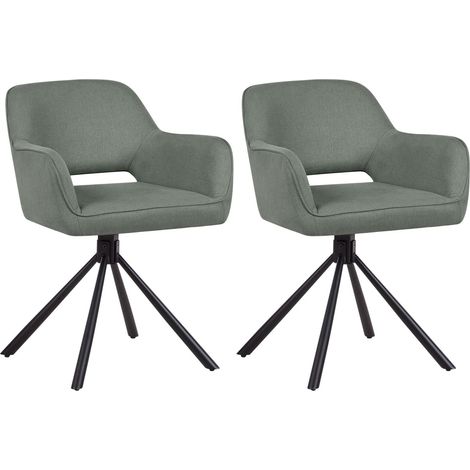 Esszimmerstuhl 2er Set drehbar LOURES Dunkelgrün (1/5)