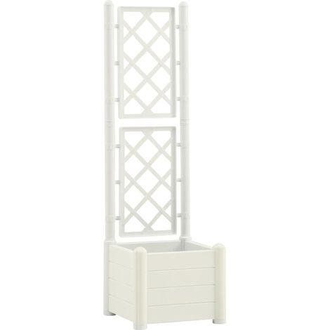 Maison Exclusive - Pflanzkübel mit Spalier 43x43x142 cm PP Weiß (1/5)