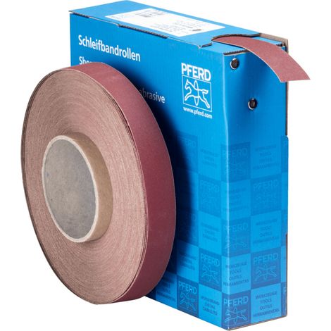 PFERD TOOLS Korund Schleifbandrolle Gewebe SBR Breite 25 mmxLänge 50m A240 für universelle Anwendung