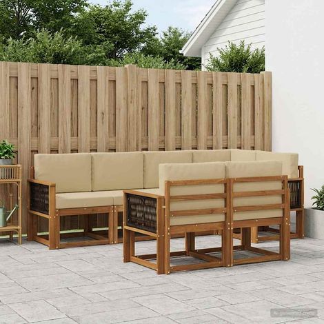 vidaXL Outdoor-Sofagarnitur mit Kissen 7 pcs Natur und Beige Polyester (1/5)