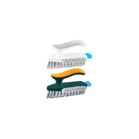 Juego de 2 cepillos de fregar con mango ergonómico. Cerdas rígidas y flexibles. Muy duraderos. Para baño, ducha, lavabo, alfombra y suelo - Crezuo