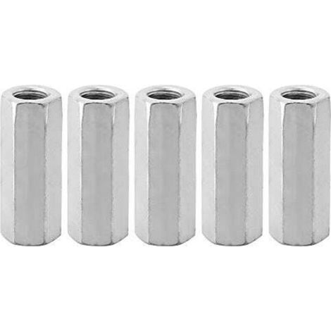 5 pièces M12 vis zinc allongé écrou hexagonal vis fil bielle capuchon de connexion écrou de joint (M12 50 côté opposé 15)