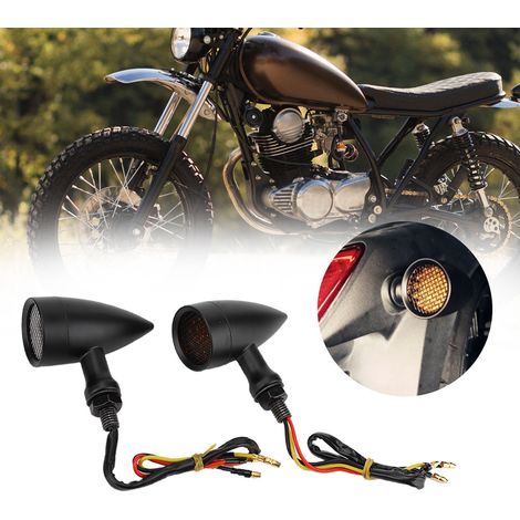 Clignotants Moto 2 Pièces Feu Stop Vintage Accessoire Calandre Modifiable Noir (1/5)