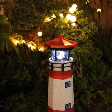 Faro decorativo - Adorno de jardín - Iluminación exterior - Alimentación solar - 27 cm de alto - Rojo