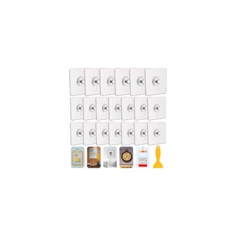 Lot de 20 crochets adhésifs pour cadres photo, sans perçage, décoratifs, pour la décoration murale - Crezuo (1/4)