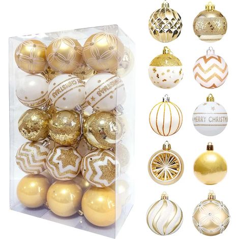 30 boules de Noël, ornements, 6,1 cm, petites boules en plastique incassables, décorations à suspendre pour sapin de Noël, couronnes de fêtes, décorations de sapin (1/5)