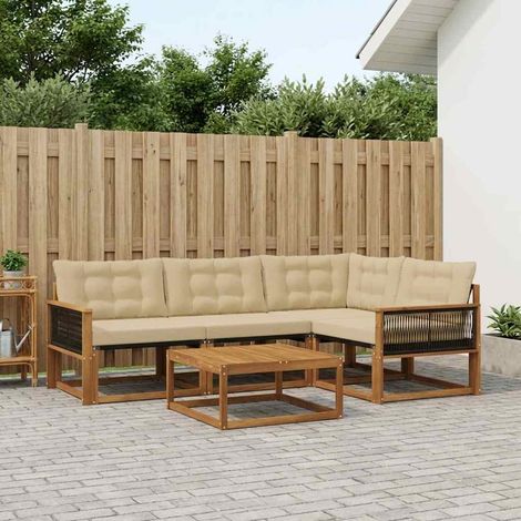 vidaXL Set di divani da esterno con cuscino 5 pcs Naturale e