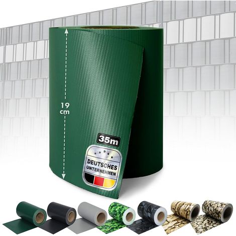 Bandes Brise-Vue, 35 mètres Occultant, Clips de Fixation Inclus, Vert, 19 cm x 35 m (1/5)
