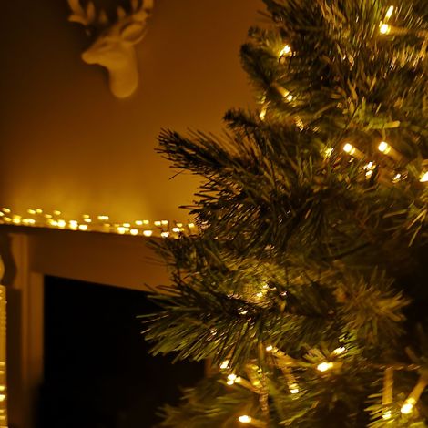 18.7m 750 LED TreeBrights Christmas String Lights with Timer in Vintage Gold on Clear Cable (1/5)