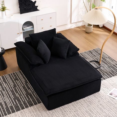 Canapé inclinable 46 cm, design épuré sans cadre, idéal pour lecture, larges accoudoirs, aucune installation nécessaire 177x122x92cm - Noir (1/5)