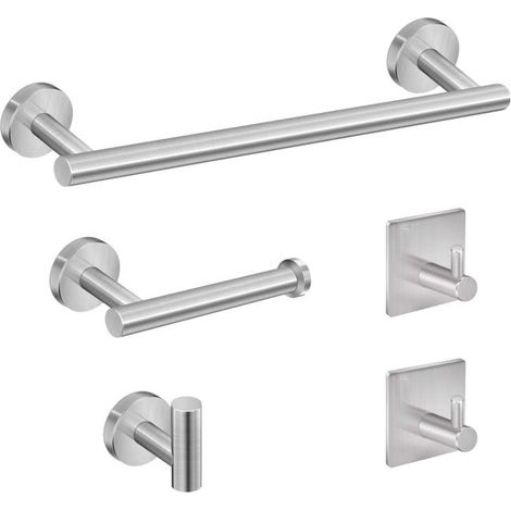 5-piece bathroom accessory set – 304 brushed nickel finish, – towel rack, toilet paper holder, etc. (1/4)