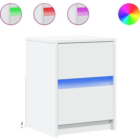 Maison Exclusive - Nachttische mit LED-Leuchten 2 Stk. Weiß Holzw