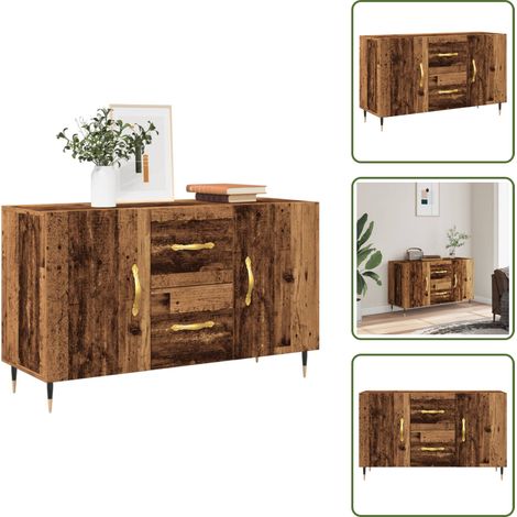 The Living Store Aparador de madera de ingeniería envejecida 100x36x60 cm - Aparador de madera