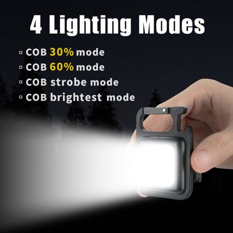 Mini-COB-Taschenlampe mit Ständer, USB-C-Ladeanschluss, magnetischem LED-Schlüsselanhänger, Magnetfuß, 3,7–4,2 V, Taschenlampe (1/5)