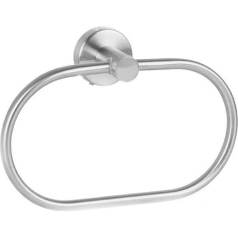 Selbstklebender ovaler Handtuchhalter für Badezimmer aus Edelstahl SUS 304 – Wandmontage, Silber (1/4)