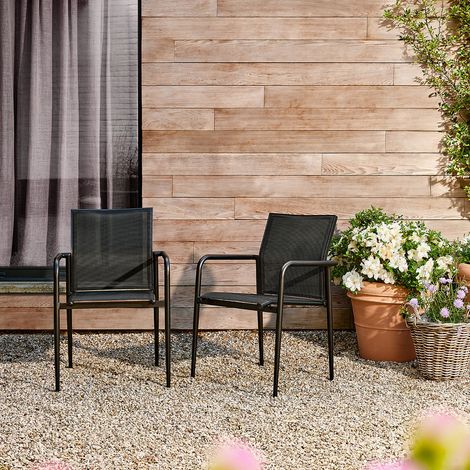 Fauteuil de jardin en aluminium et textilène noir (1/5)