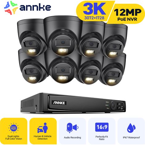 ANNKE 3K Filaire Caméra de Surveillance Extérieure,Kit Vidéo Surveillance avec 16CH NVR et 8X5MP Caméra IP PoE,Couleur Vision Nocturne,Détection Humaine/Véhicule (1/5)