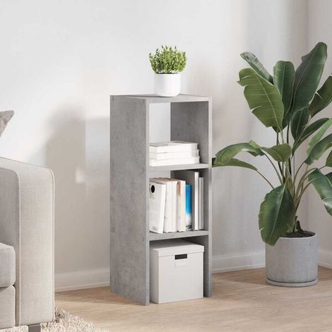 Étagère Empilable en Bois d'Ingénierie Style Béton Gris, 30x30x80 cm, Bibliothèque de Rangement Moderne pour Salon et Bureau (1/5)
