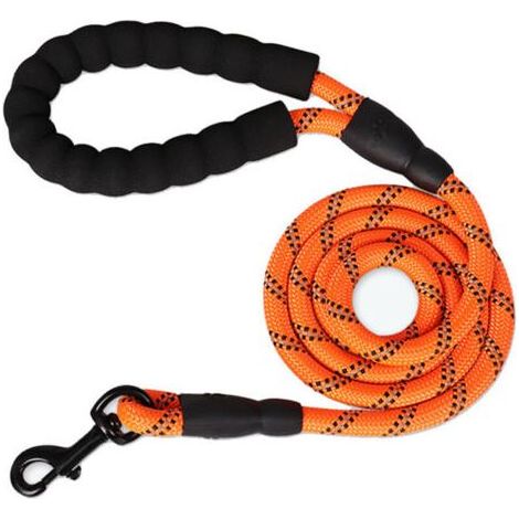 Laisse pour chien orange de 3 mètres de long 1,0 cm d'épaisseur avec poignée rembourrée adaptée à la promenade du chien en extérieur (1/5)