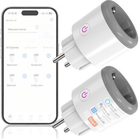 Prise Connectée WiFi 16A Type F - Suivi de Consommation Prise WiFi Intelligente, Télécommande, Commande Vocale, Fonction Minuterie, Compatible 2,4 GHz (1/5)