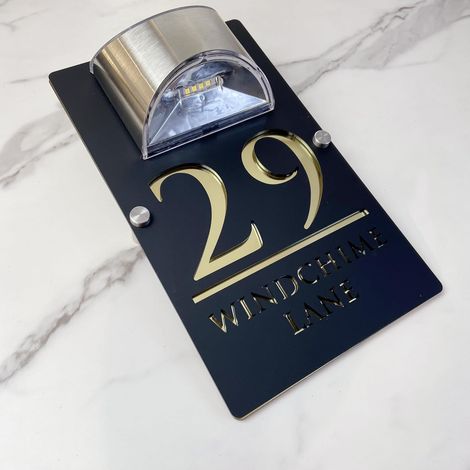 Plaques de numéro de porte personnalisées à LED solaires, plaques d'adresse modernes découpées au laser en 3D, plaques d'adresse extérieures étanches, adaptées aux résidences, appartements et hôtels.