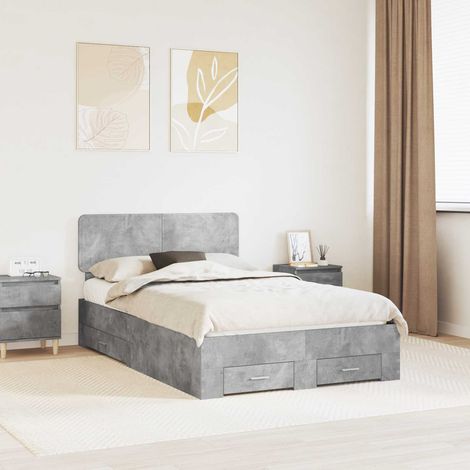 Struttura del letto con testiera Grigio cemento 120 x 200 cm vidaXL (1/5)