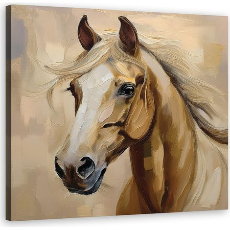 Quadro su tela, Animali dipinti Cavallo - 30x30 (1/5)
