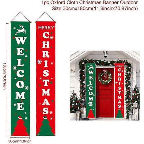 Décoration de porte de Noël, bannière Joyeux Noël, décoration à suspendre pour la maison, ornement de Noël, cadeau de bonne année, bienvenue à Noël 1 (1/5)
