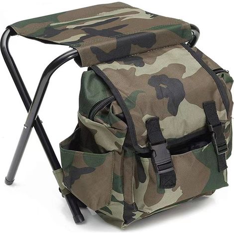 Chaise pliante sac à dos 600D Oxford tube acier renforcé, grand rangement, tabouret de pêche et camping. (1/5)