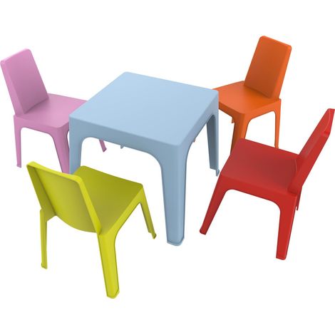 Sillas y mesa infantil Julieta garbar plástico multicolor (Pack de 4+1)