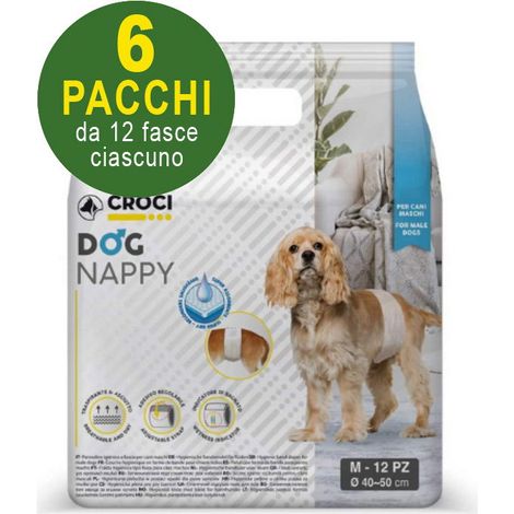 72 Pannolini igienici a fascia per cani maschi Dog Nappy - M 6 pacchi da 12 pezzi cad.