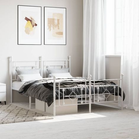 Cadre de lit métal sans matelas-Structure de lit et pied de lit blanc 140x200 cm 236665 (1/5)