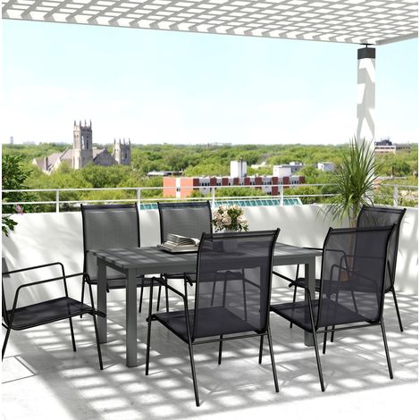 Table de jardin extensible en aluminium gris 160/220 x 90 cm, pour 6 à 8 personnes, plateau à lattes, résistante aux intempéries, pour terrasse et balcon  CHICFURN (1/5)