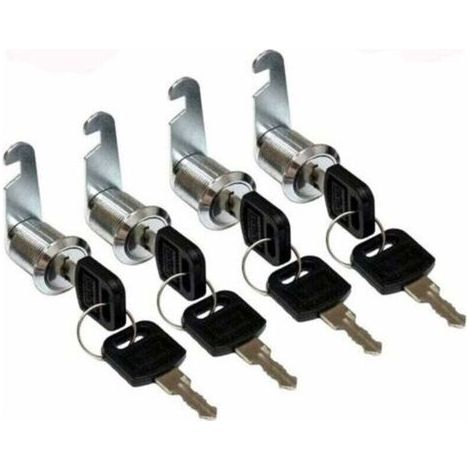 Lot de 4 Serrure Batteuse Cylindre, Verrou de Porte pour Armoire, Serrure Batteuse a Came Barillet pour Boite aux Lettres Tiroir -25mm - Argent (1/5)