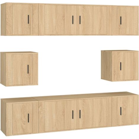 Maison Exclusive - 8-tlg. TV-Schrank-Set Sonoma-Eiche Holzwerksto