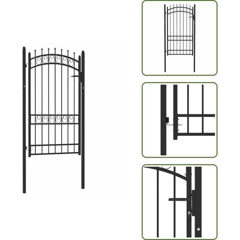 Portail de clôture avec pointes Acier 100x175 cm Noir - Portail De Cloture - Portillon - Clôture - Porte De Jardin - Fermeture Jardin (1/5)