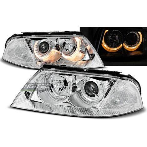 Paire de feux phares VW Passat 3BG 00-05 angel eyes chrome-27362007 (1/4)
