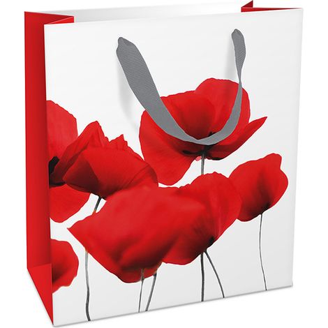Geschenktasche Mohnblumen 18 x 21 cm Geschenkpapier