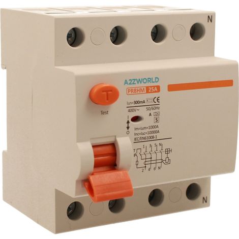 RCCB Interruttore Differenziale Selettivo Tipo S Classe A 3P+N 4M 10000A 300mA Ritardo 500ms AC 400V IP20 IEC61008-1 PR8HM, Corrente Disponibili 25A 40A 63A  (25A)