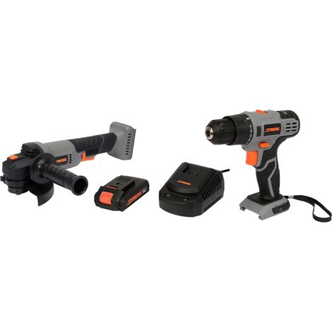 Akku Winkelschleifer + Bohrschrauber SET 20V, 125mm (1xAkku 2Ah+Ladegerät)