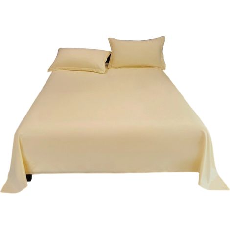 Organic cotton bed sheet, percale weave, fitted sheet for double bed, ultra soft, suitable for mattresses of 229 x 220 x 0.2 cm (flat sheet)