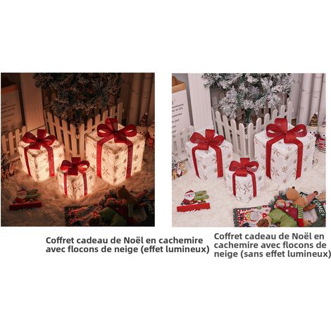 Coffret Cadeau de Noël Pliable 3 Pièces – Décoration Flocon de Neige en Cachemire avec Lumière Chaude, Télécommande et 8 Modes (S/M/L : 15,5/20,5/25,5 cm)-lsw