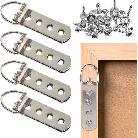 4 Pcs Accroche Tableau, Attache Cadre Mural, Crochet Tableau Accroche Cadre D Anneaux, Attache Tableau Fixation Cadre, Crochets De Suspension Pour Fixation Cadres Photos Miroirs, Avec 16 Vis (1/5)