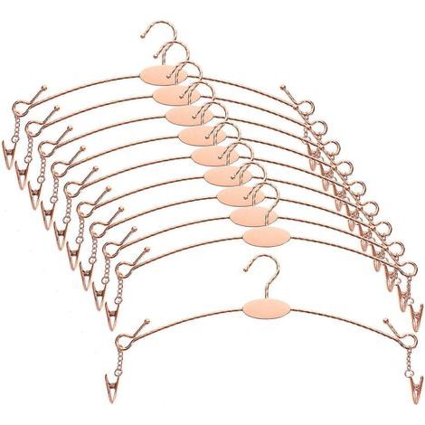 Set mit 10 Damen-BH- und Kleiderbügeln mit rutschfesten Clips – 27,80 x 14,50 x 1,00 cm – Roségold (1/4)