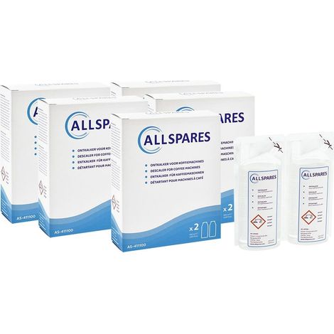 Descalcificador AllSpares para cafeteras compatible con De'Longhi DLSC200 EcoDecalk (10 x 100 ml) (1/2)