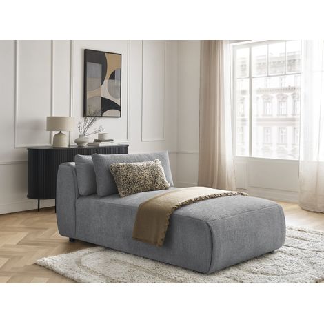 BOBOCHIC - Méridienne avec têtière pour canapé modulable JANA tissu texturé Gris foncé (1/5)