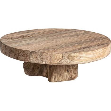 Table basse Nysted éco-chic en teka recyclée - Bois foncé aux nuances riches et naturelles (1/5)