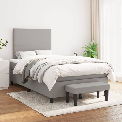 Lit adulte,Lit avec Sommier et Matelas confortable pour Chambre,Ensemble Lit à sommier tapissier Gris clair 120x200cm Tissu -BVN14105 (1/5)