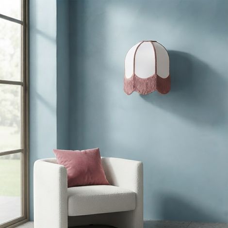 Aplique de Pared Blanco con Flecos Rosas  Serie IRIS II (1/5)